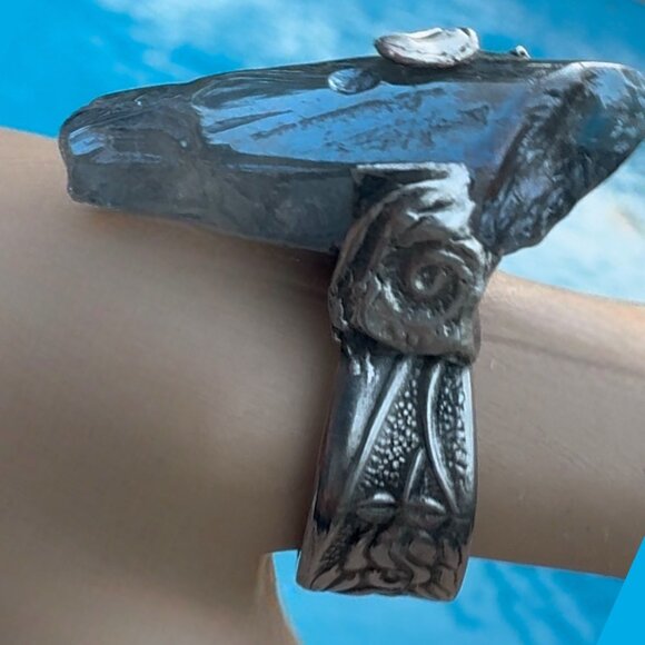 Handcrafted Quartz Ring & Vintage Spoon Handle & Silver Blend Boho Metalwork 9 - Picture 6 of 14